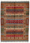 4x6 Multicolor and Multicolor Turkish Tribal Rug
