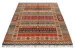 4x6 Multicolor and Multicolor Turkish Tribal Rug