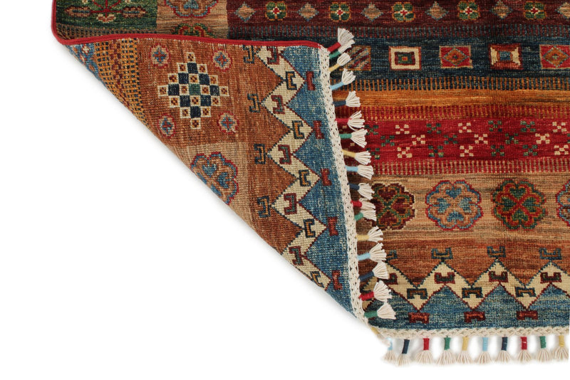 4x6 Multicolor and Multicolor Turkish Tribal Rug