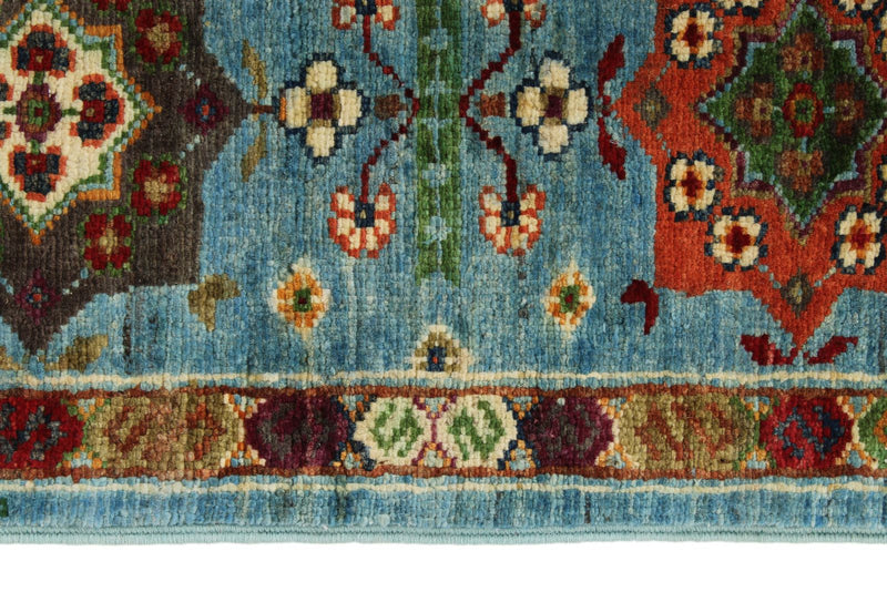 4x6 Light Blue and Multicolor Anatolian Tribal Rug