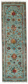 3x9 Blue and Multicolor Turkish Tribal Runner