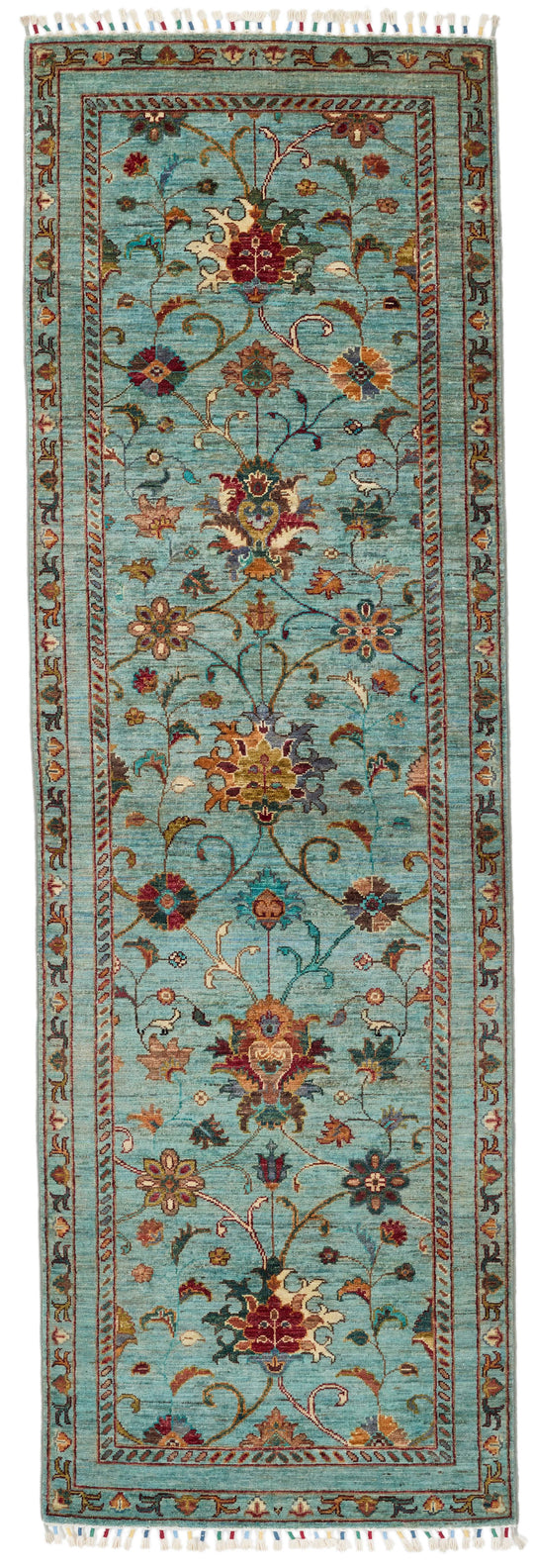 3x9 Blue and Multicolor Turkish Tribal Runner