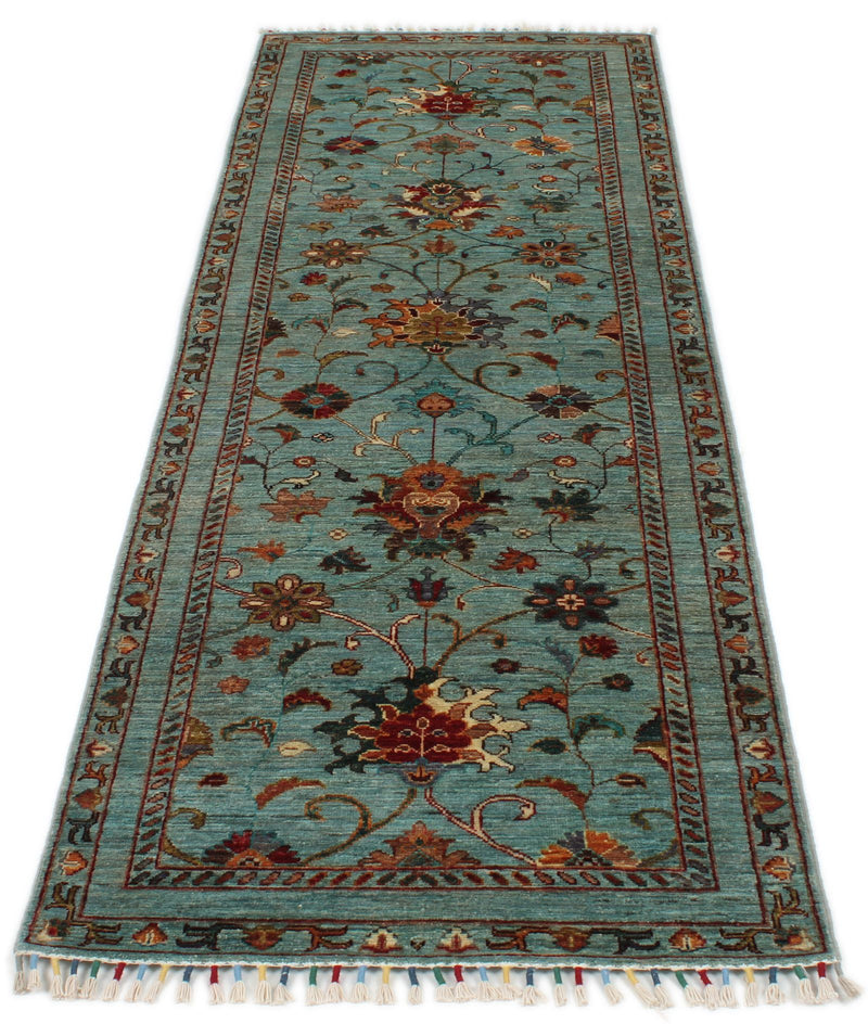 3x9 Blue and Multicolor Turkish Tribal Runner