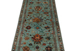 3x9 Blue and Multicolor Turkish Tribal Runner