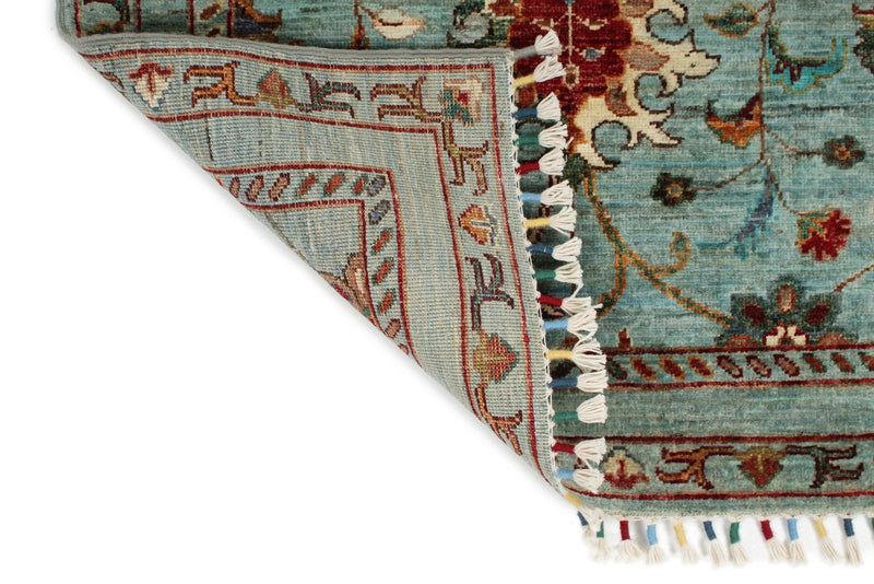 3x9 Blue and Multicolor Turkish Tribal Runner