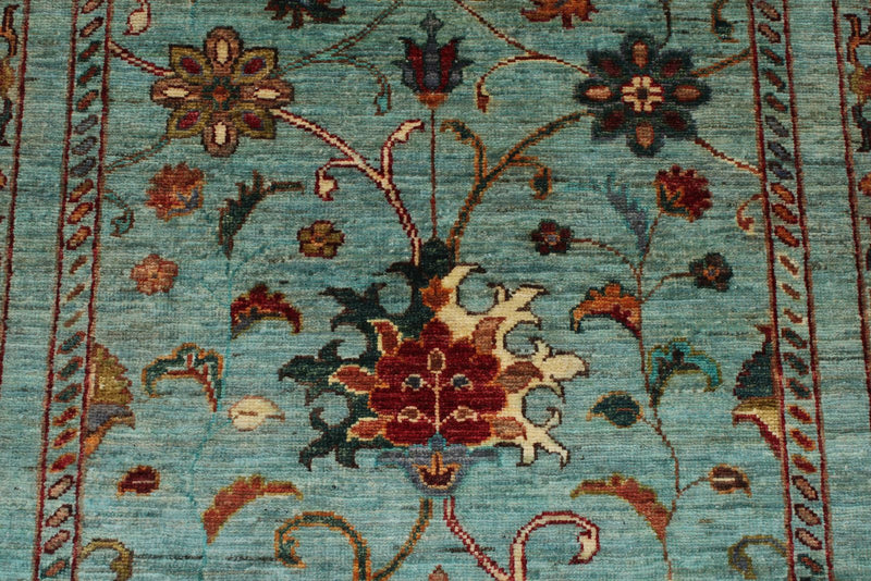 3x9 Blue and Multicolor Turkish Tribal Runner