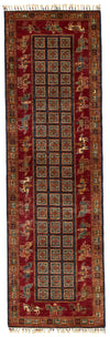 3x9 Multicolor and Red Anatolian Traditional Runner
