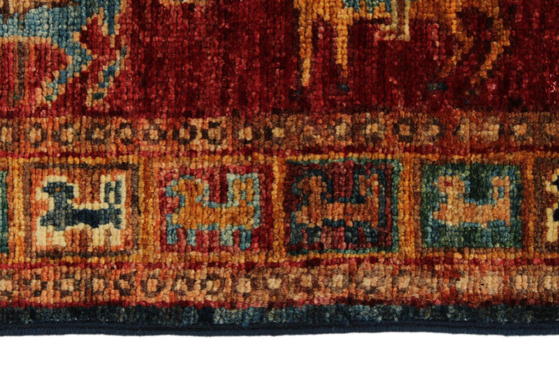 3x9 Multicolor and Red Anatolian Traditional Runner