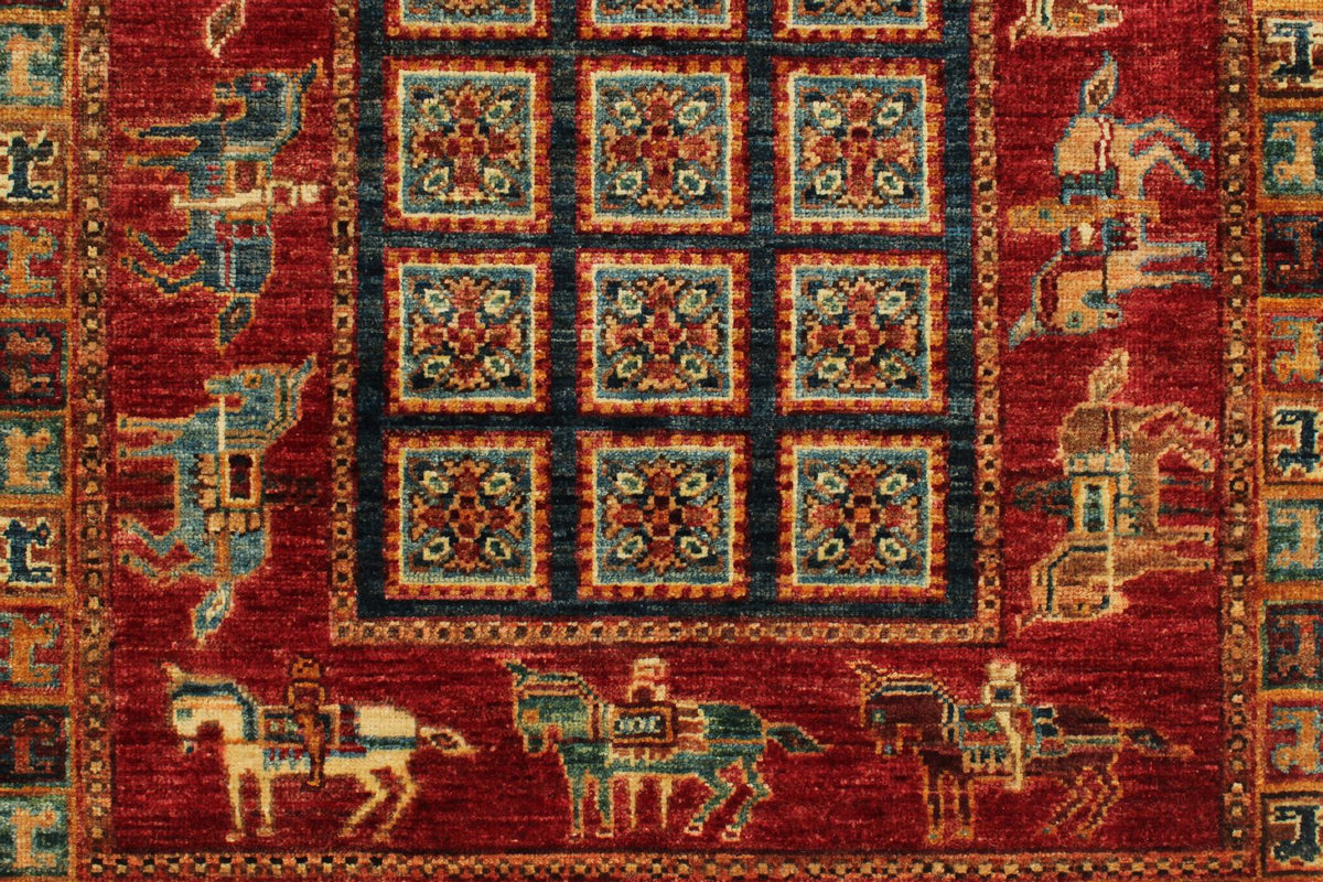 3x9 Multicolor and Red Anatolian Traditional Runner