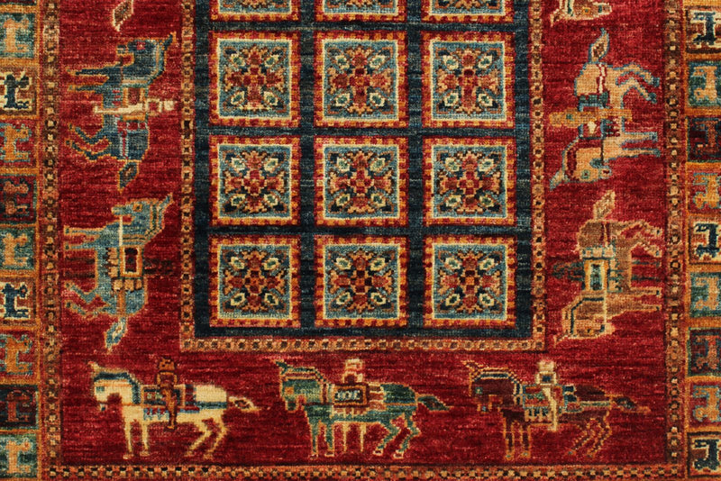 3x9 Multicolor and Red Anatolian Traditional Runner