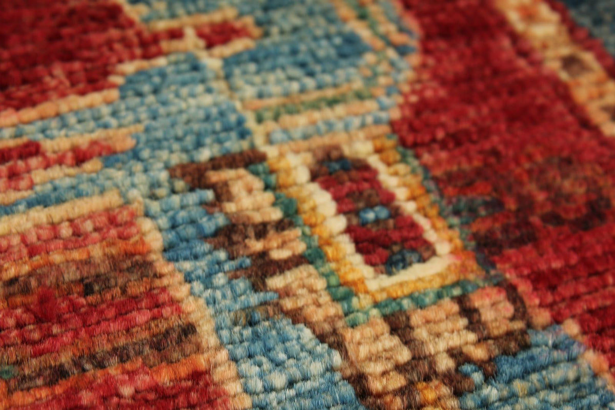 3x9 Multicolor and Red Anatolian Traditional Runner