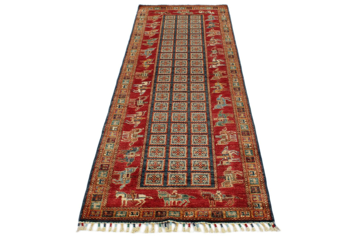 3x9 Multicolor and Red Anatolian Traditional Runner