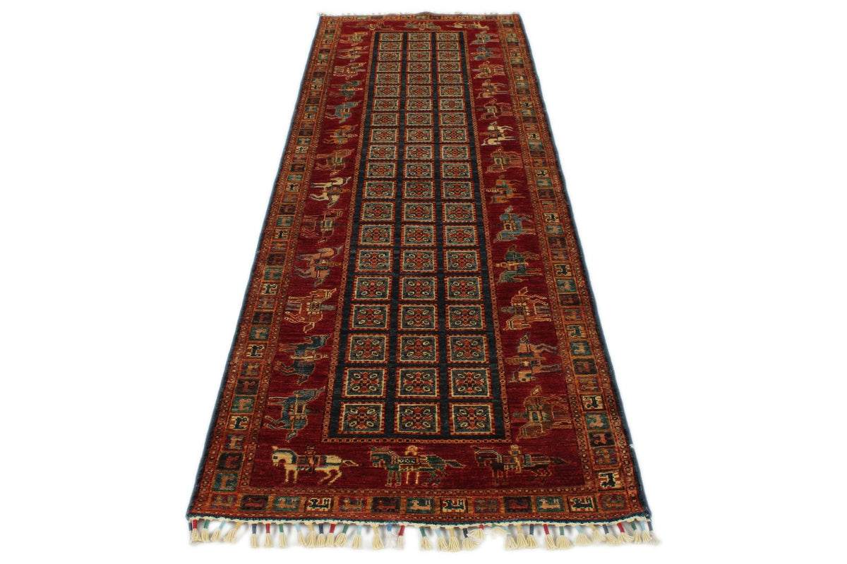 3x9 Multicolor and Red Anatolian Traditional Runner