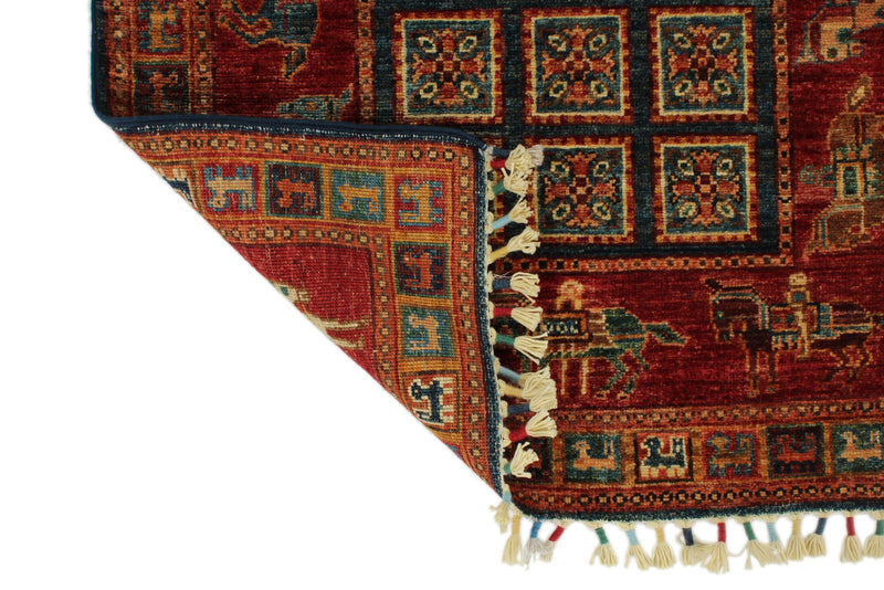 3x9 Multicolor and Red Anatolian Traditional Runner