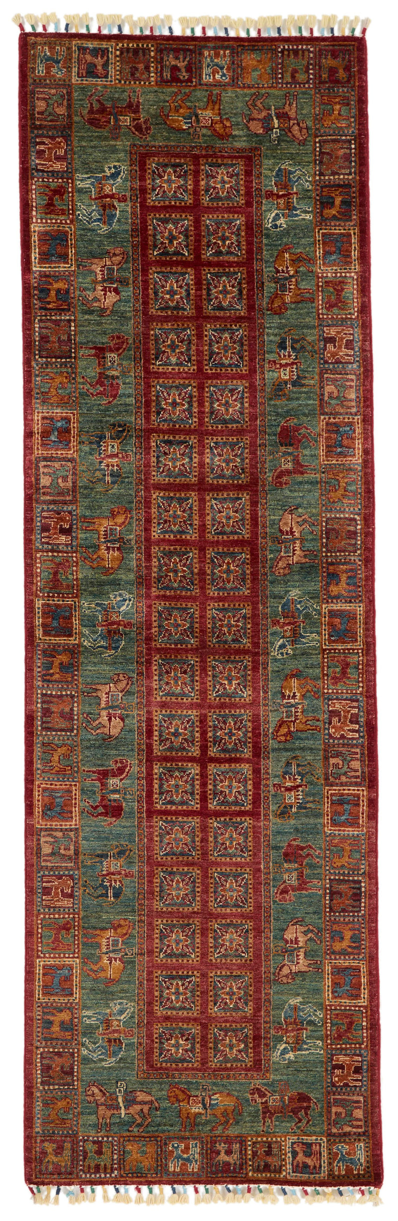 3x8 Red and Green Anatolian Traditional Runner