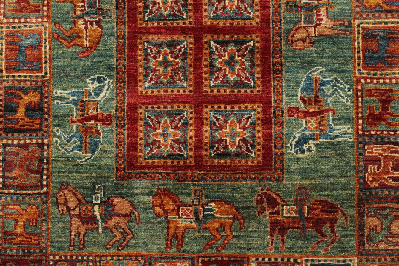 3x8 Red and Green Anatolian Traditional Runner