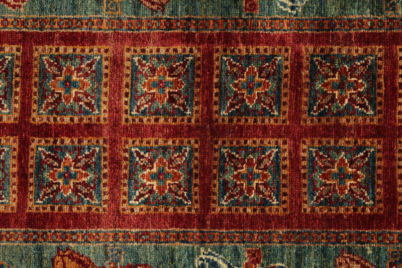 3x8 Red and Green Anatolian Traditional Runner