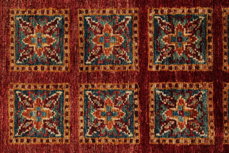 3x8 Red and Green Anatolian Traditional Runner