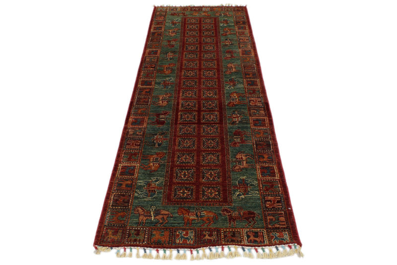 3x8 Red and Green Anatolian Traditional Runner