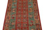 3x8 Red and Green Anatolian Traditional Runner