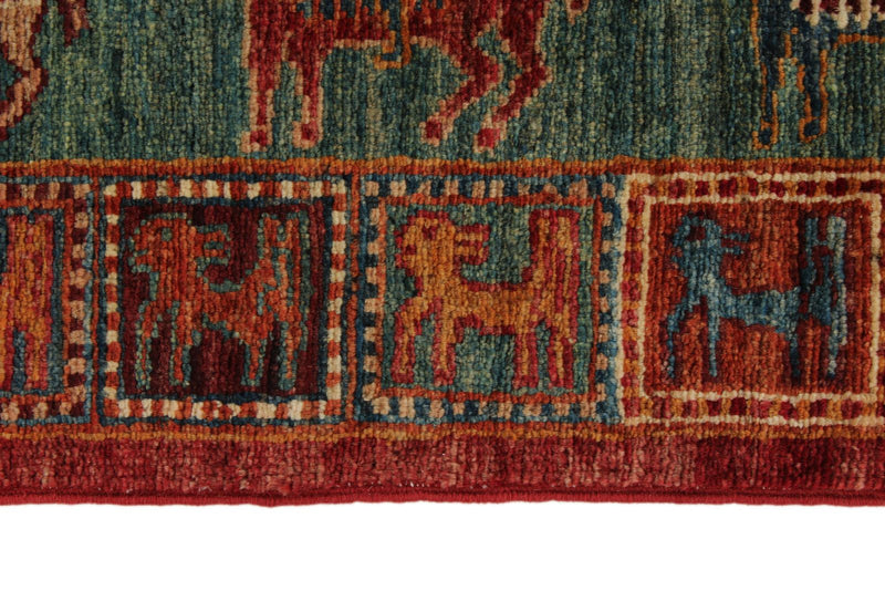 3x8 Red and Green Anatolian Traditional Runner