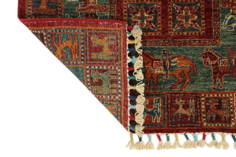 3x8 Red and Green Anatolian Traditional Runner