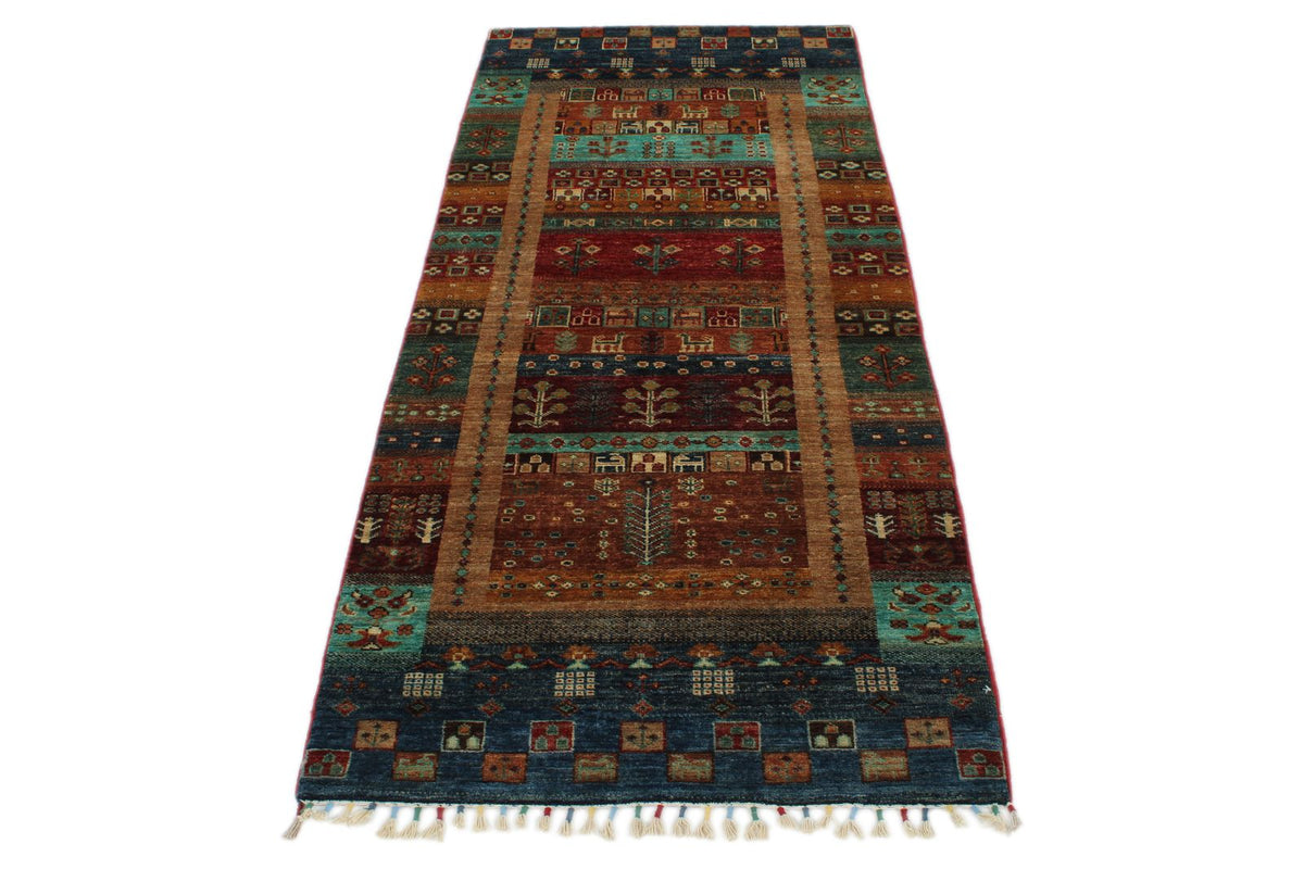 3x7 Navy and Multicolor Tribal Runner