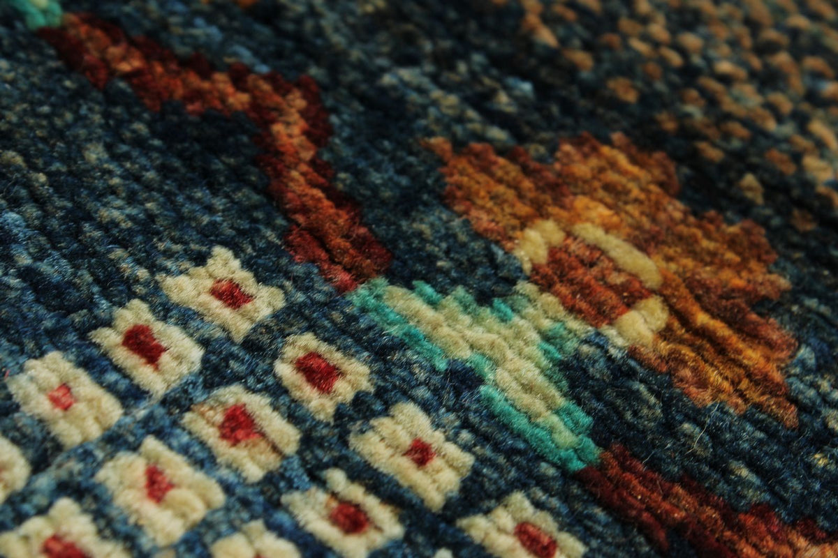 3x7 Navy and Multicolor Tribal Runner