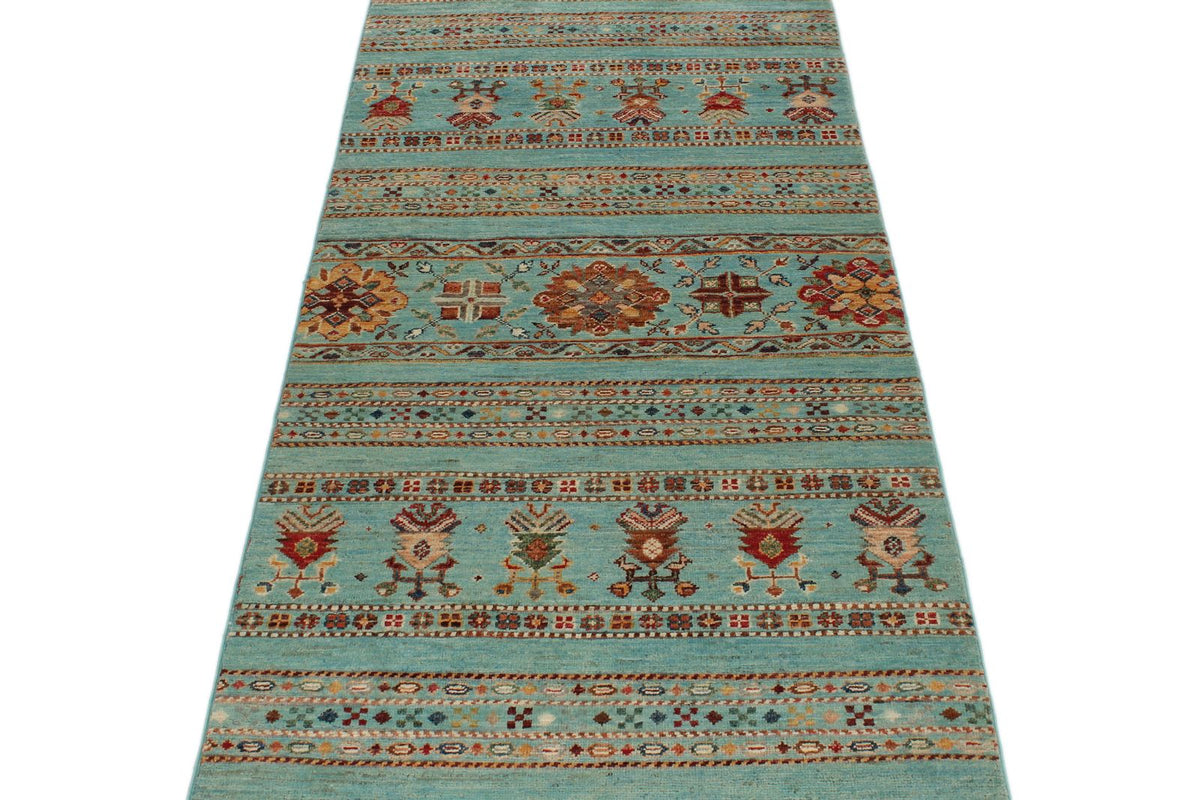 3x11 Light Blue and Multicolor Tribal Runner