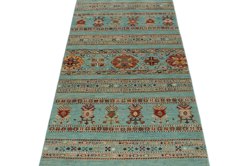 3x11 Light Blue and Multicolor Tribal Runner
