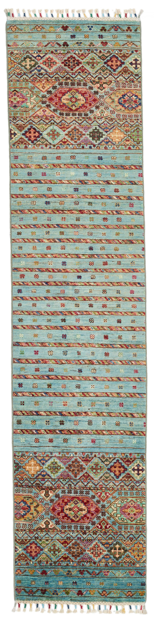 2x8 Light Blue and Multicolor Tribal Runner