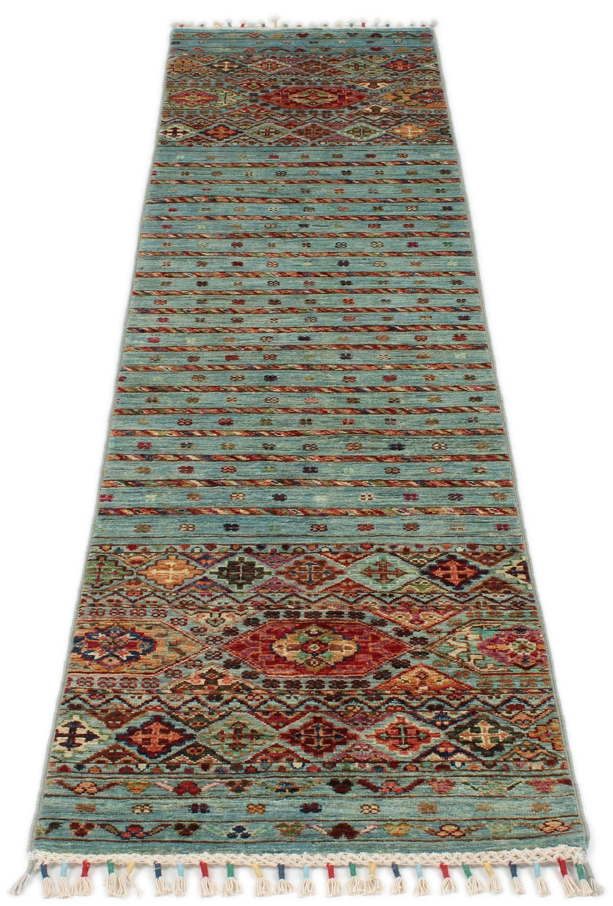 2x8 Light Blue and Multicolor Tribal Runner