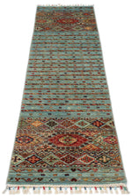 2x8 Light Blue and Multicolor Tribal Runner