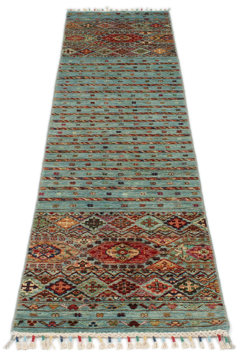 2x8 Light Blue and Multicolor Tribal Runner