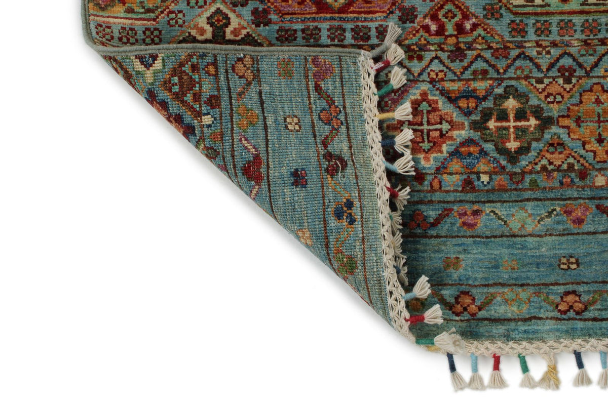 2x8 Light Blue and Multicolor Tribal Runner