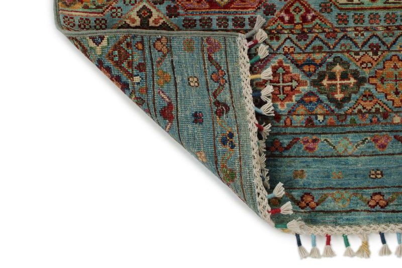 2x8 Light Blue and Multicolor Tribal Runner