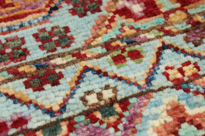 2x8 Light Blue and Multicolor Tribal Runner