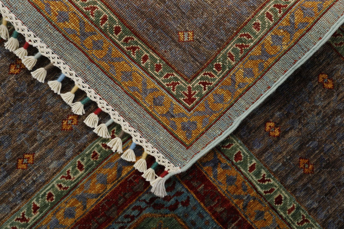 10x13 Light Blue and Gray Turkish Tribal Rug