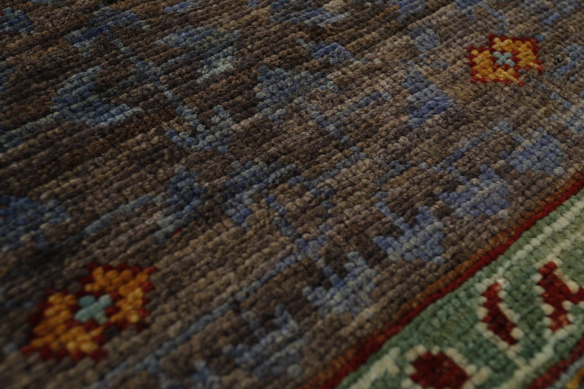 10x13 Light Blue and Gray Turkish Tribal Rug