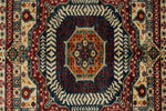 6x8 Ivory and Multicolor Turkish Tribal Rug