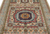 6x8 Ivory and Multicolor Turkish Tribal Rug