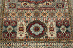 6x8 Ivory and Multicolor Turkish Tribal Rug