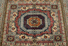 6x8 Ivory and Multicolor Turkish Tribal Rug