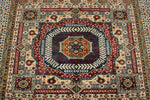 6x8 Ivory and Multicolor Turkish Tribal Rug