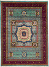 9x12 Turquoıse and Red Turkish Tribal Rug