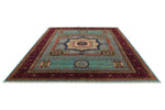 9x12 Turquoıse and Red Turkish Tribal Rug