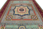 9x12 Turquoıse and Red Turkish Tribal Rug