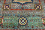 9x12 Turquoıse and Red Turkish Tribal Rug