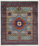 8x10 Light Blue and Purple Turkish Tribal Rug