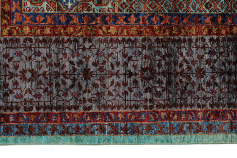 8x10 Light Blue and Purple Turkish Tribal Rug